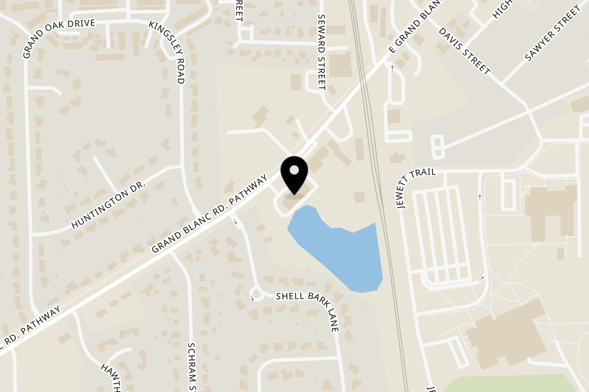 Map showing the location of Crêpes N' Berries on 545 E. Grand Blanc Rd. in Grand Blanc